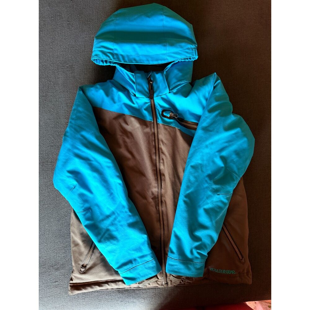 Boulder Gear Ski Jacket Turquoise Blue Grey Waterproof Hooded Coat Youth L